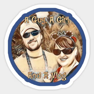 A Guy a Girl and a Vlog Cartoon Sticker